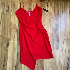 Sexy red spaghetti strap wrap dress